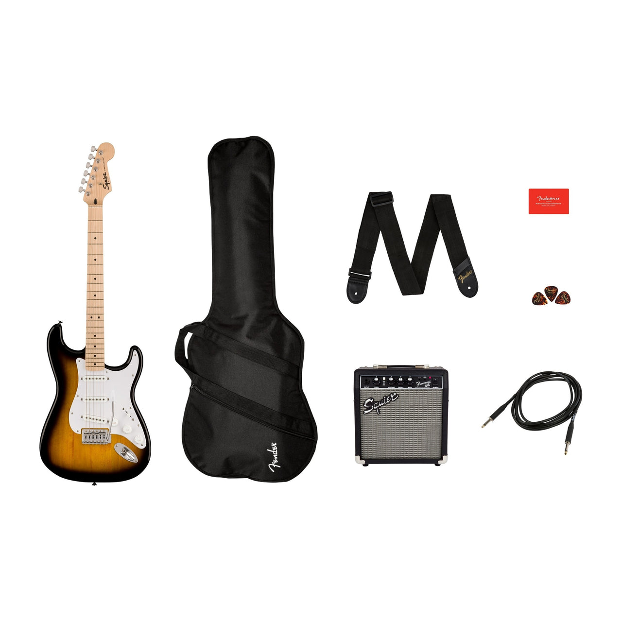 Paquete Guitarra Fender Squier Sonic Stratocaster Sombreada 10g 0371720003