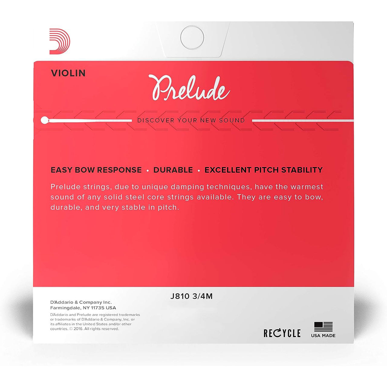 Juego De Cuerdas D Addario Para Violin 4/4 Prelude, J-810 4/4m